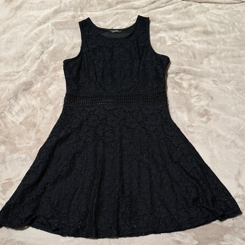 Elegant Black Fit and Flare Lace Dress